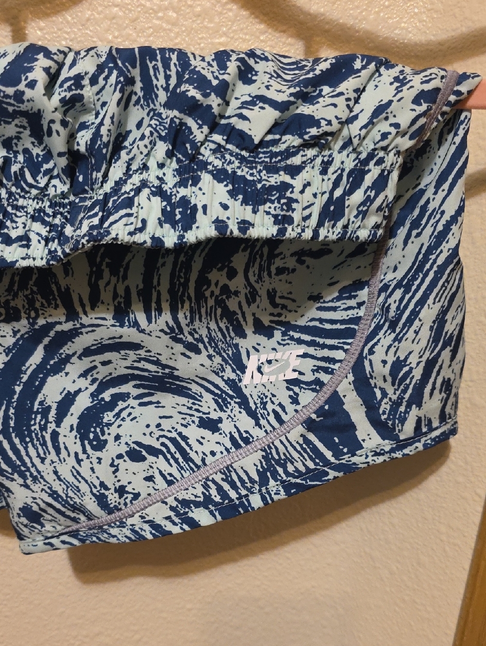 Nike Blue and Light Blue Wave Print Running Shorts